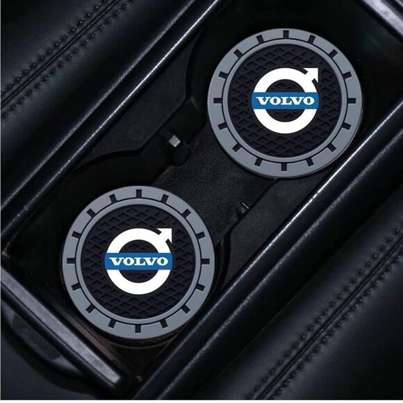 Volvo car cup Coasters in black and gray. Set of 2 NWT - Picture 2 of 7